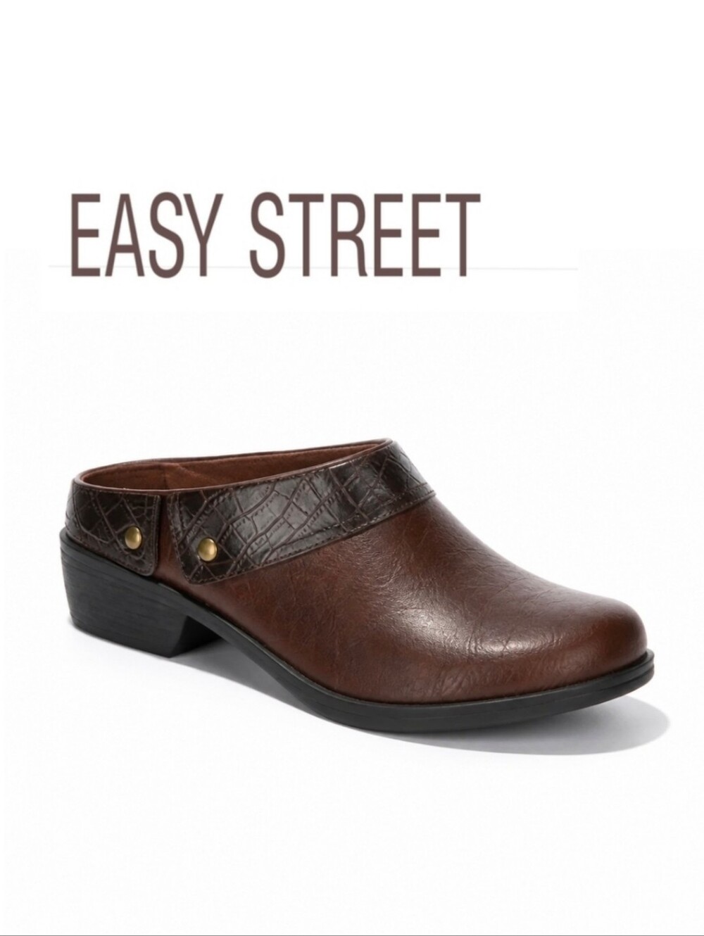 New EASY STREET CROC MULES COGNAC